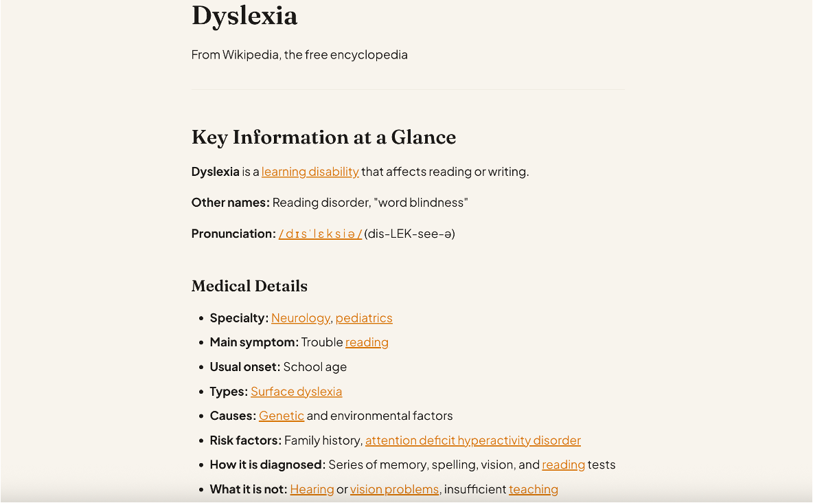 Wikipedia — reformatted, clear